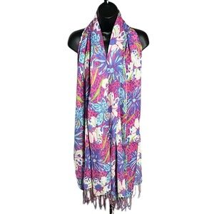 Lilly Pulitzer Silk Cashmere Pop Pink in the Garden Murfee Scarf